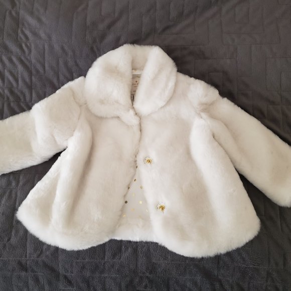kate spade Other - Kate Spade Cream Faux Fur Coat 18 M